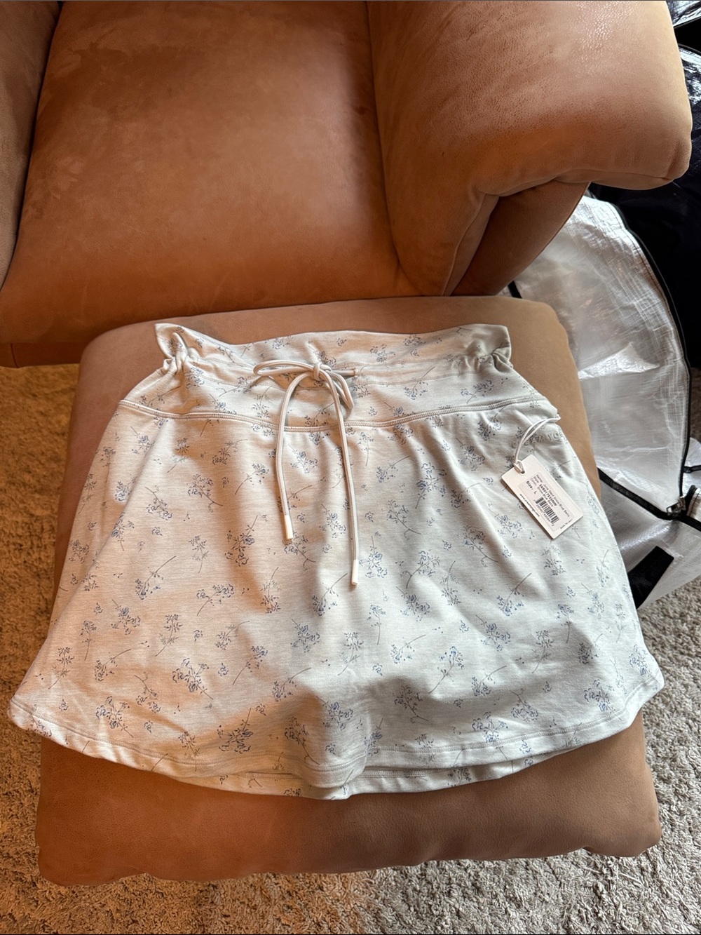 Cream Yoga June Skort with Drawstring Waist Snow Blue Bells NWT